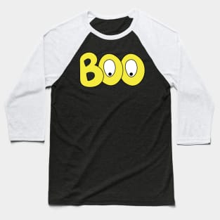 BOO text art cartoon eyes yellow bubble letters Baseball T-Shirt